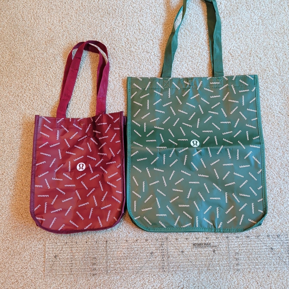 lululemon athletica Burgundy and Forest Green Tote Bags